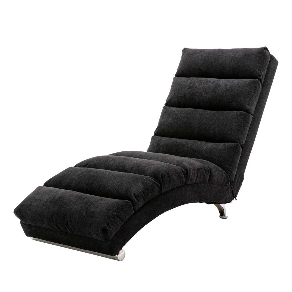 Chaise longue in lino nero poltrona massaggiante con vibrazione 148x55x84 cm