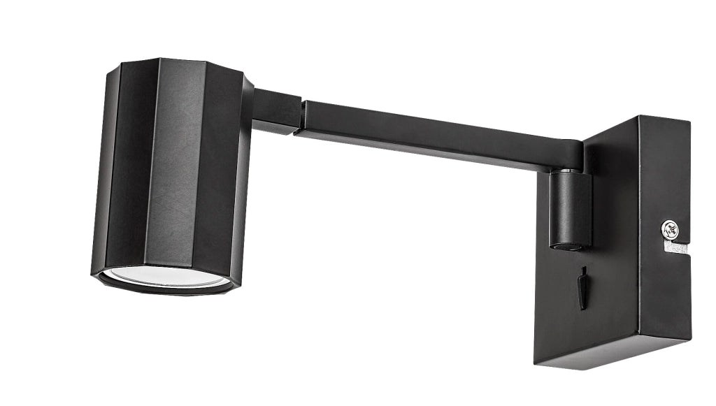 Applique regolabile con interruttore nera Rabalux Karter GU10