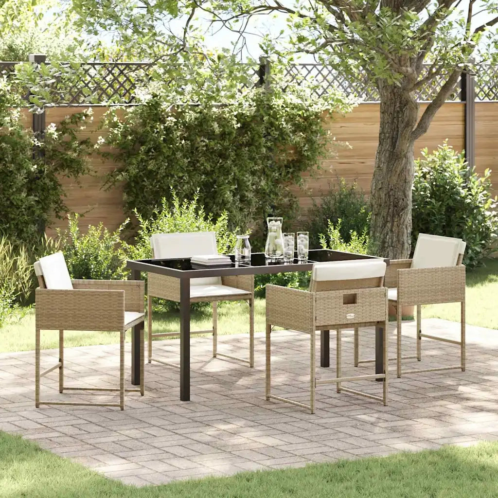 Set da Pranzo per Giardino 5 pcs Beige polyrattan