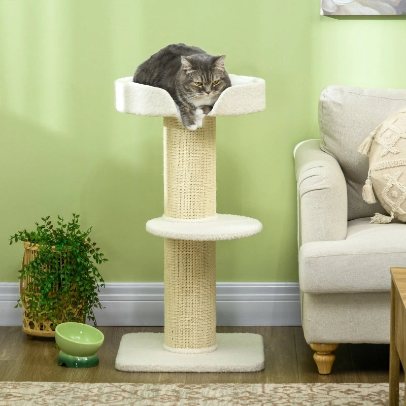 Albero per gatti 91 cm con piattaforme e cuccia, crema