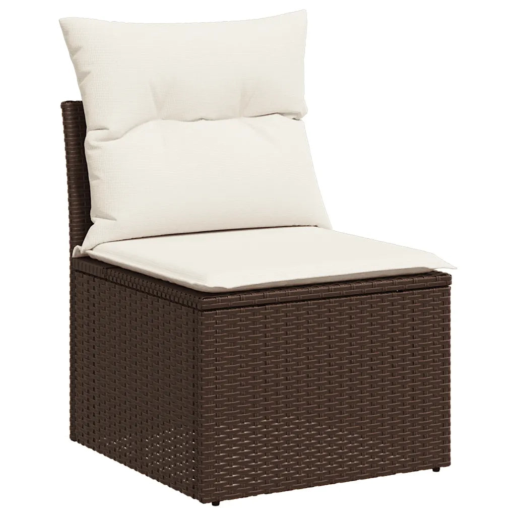 Set Divani da Giardino 10pz con Cuscini in Polyrattan Marrone 3218183