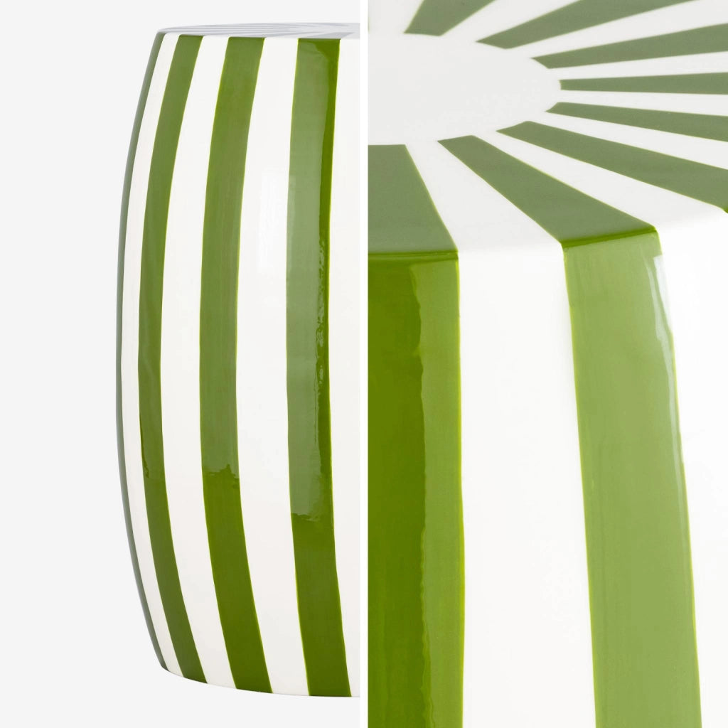 Tavolino da salotto in acciaio smaltato, righe bicolore, 46cm, verde