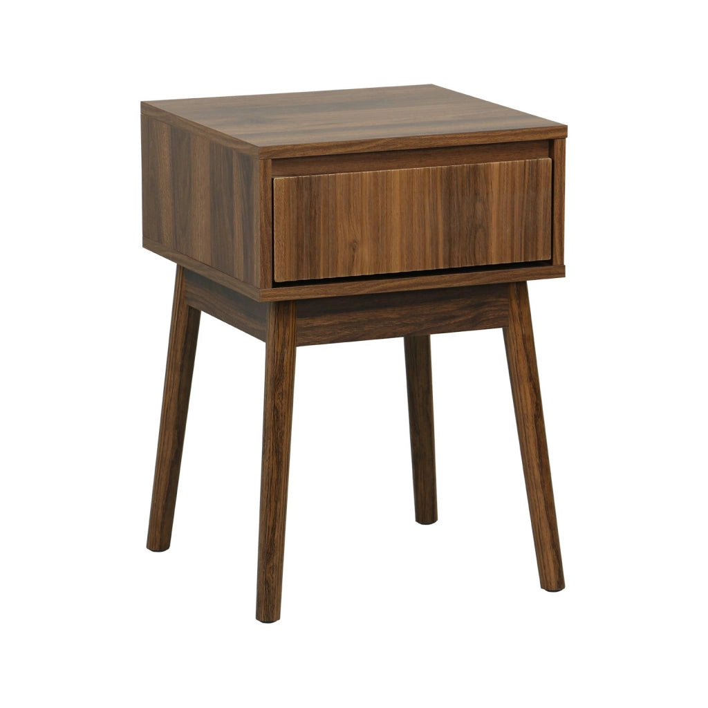 Comodino decorazione legno 1 cassetto, noce