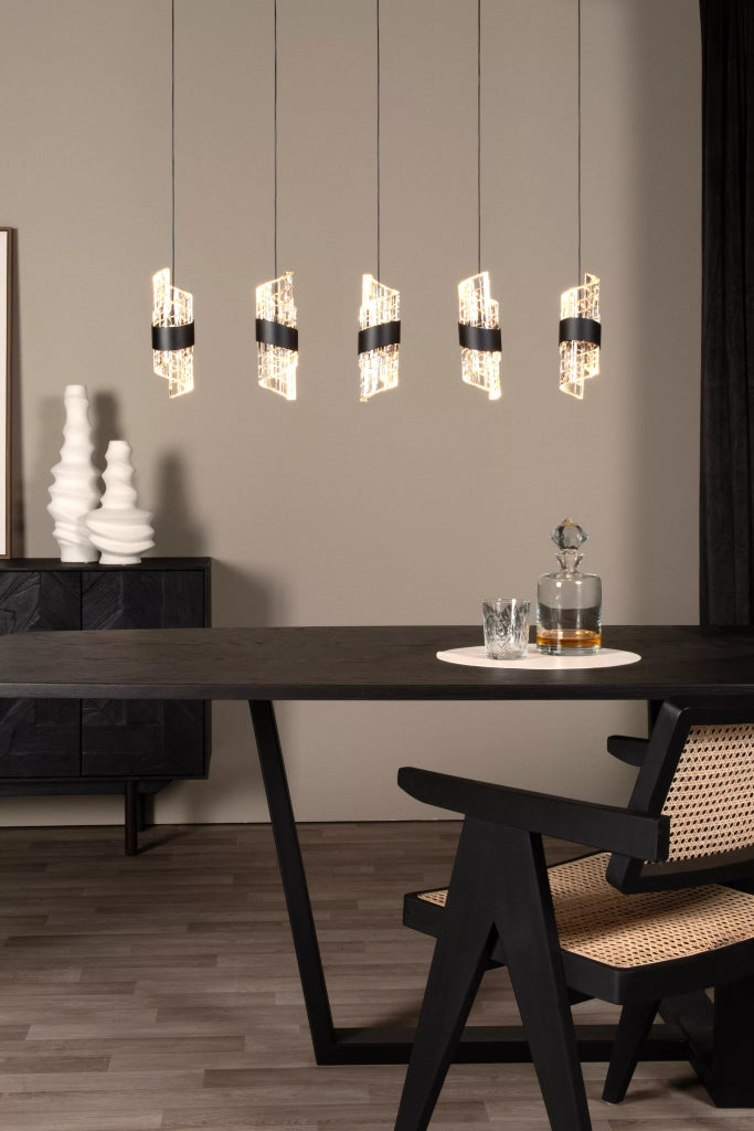 Sospensione LED in vetro nera Kligande 3 luci 7W Lucide