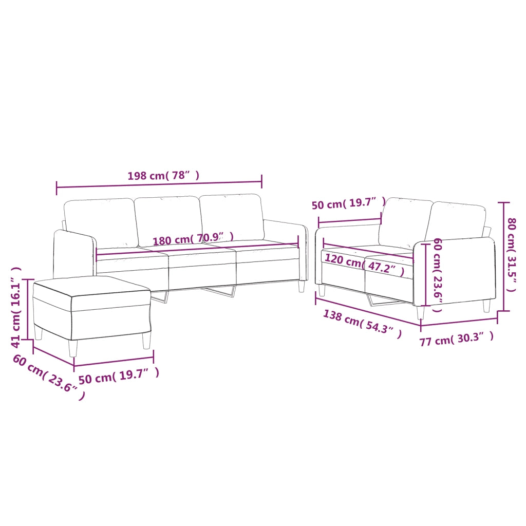 Set di Divani 3 pz con Cuscini Giallo Chiaro in Tessuto 3202131