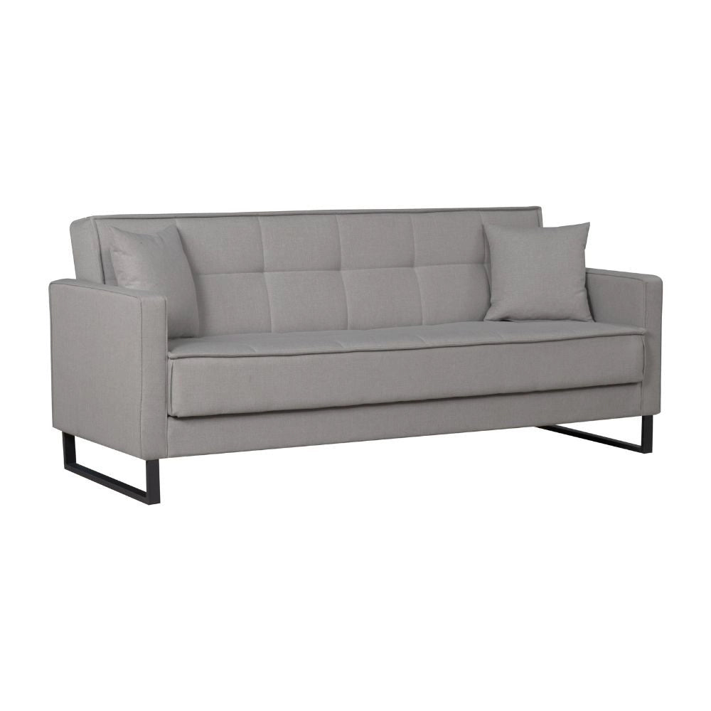 Divano funzione letto e contenitore Legen 3 Posti in vellutino grigio 210x85x87H