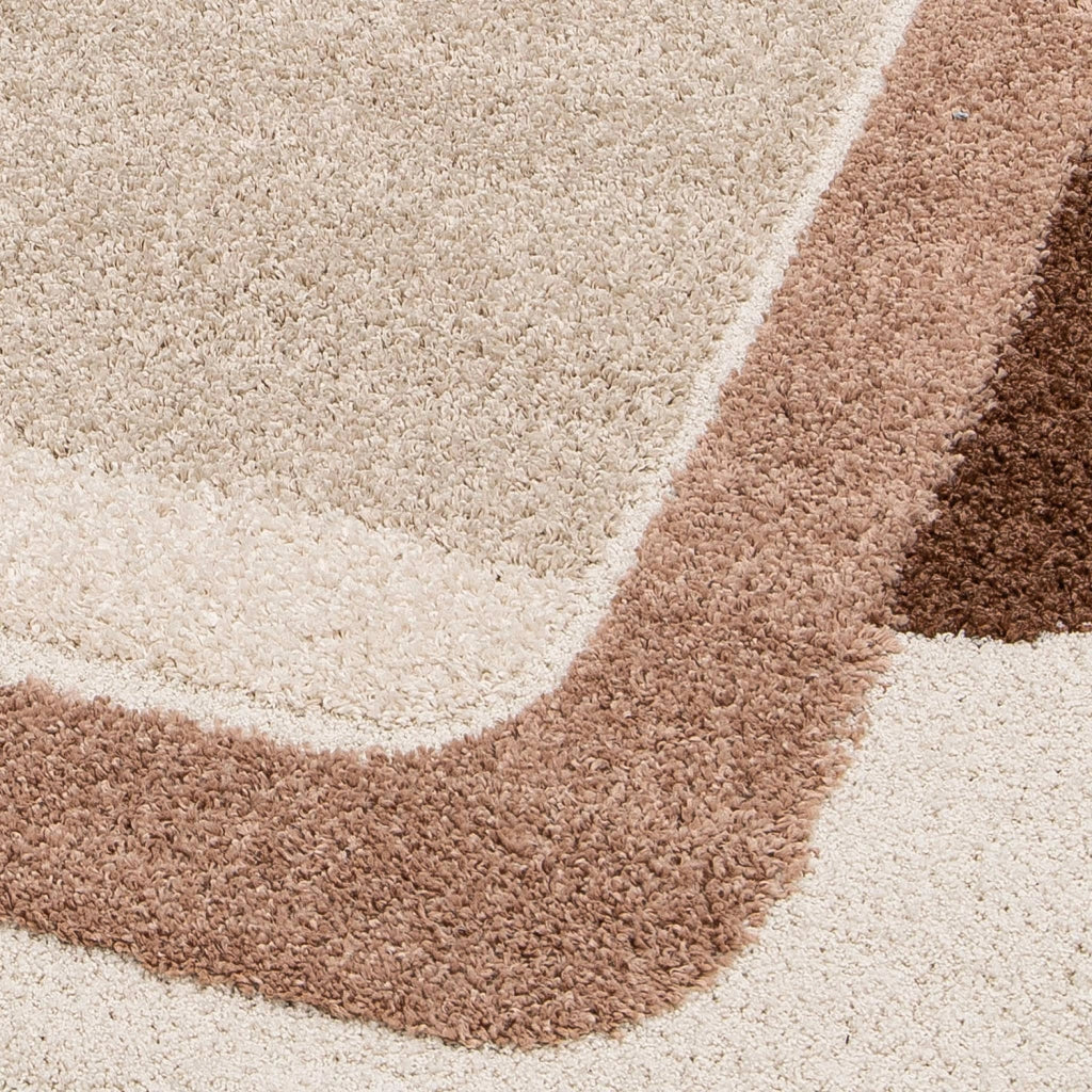 Tappeto da interno con motivo grafico marrone, rosa e beige