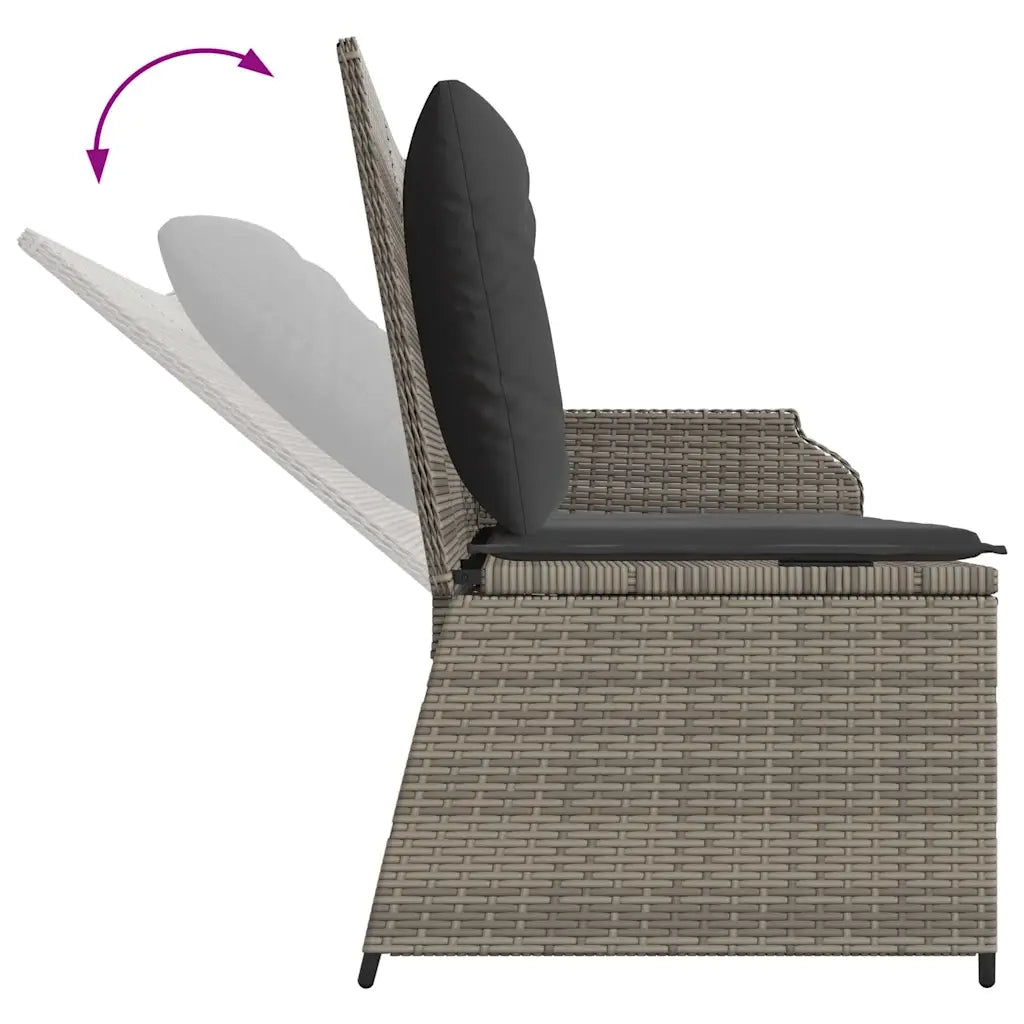 Panca Reclinabile da Giardino con Cuscini Grigia in Polyrattan 368939
