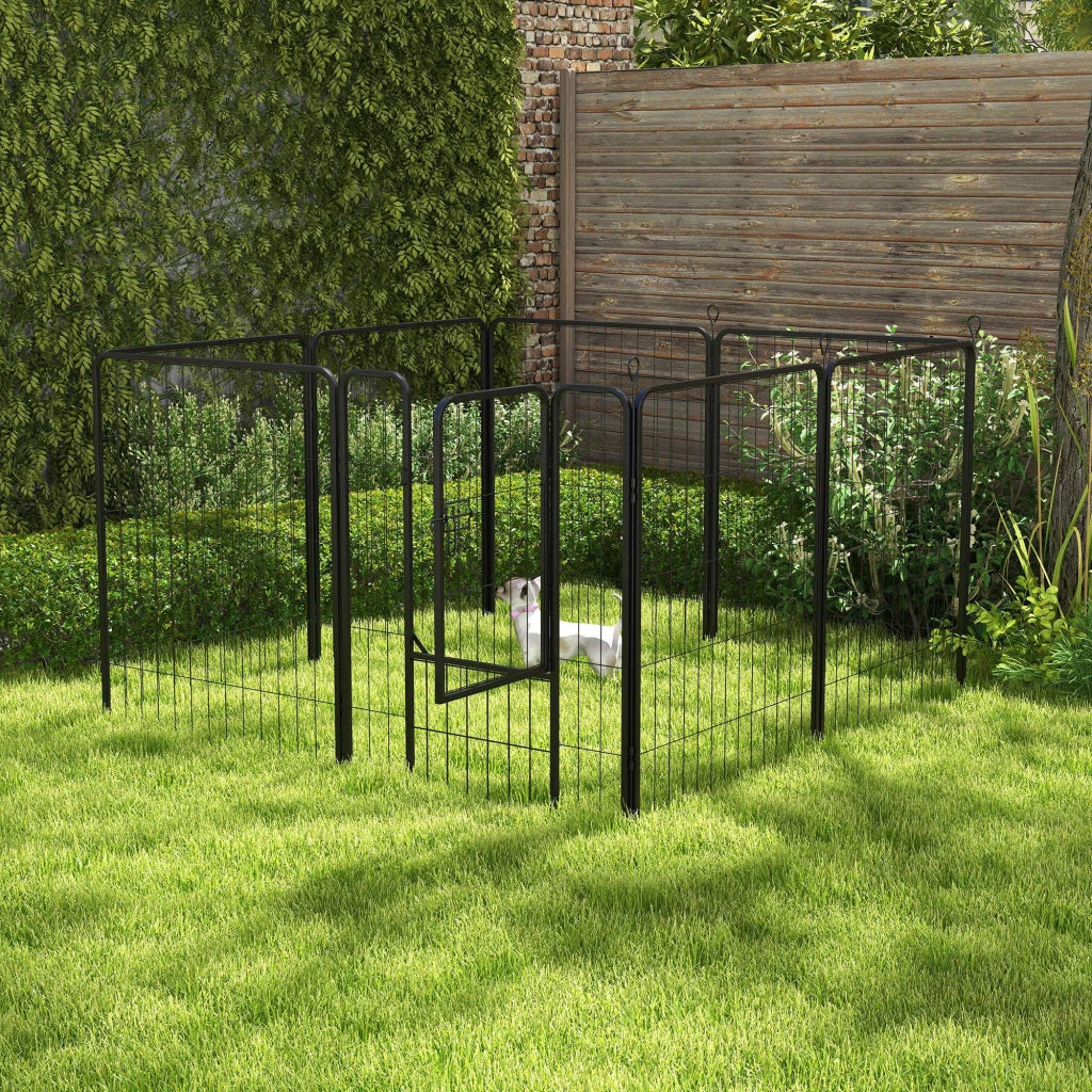 Recinto per Cani 8 Pannelli con Porta ¨C Minimal ¨C Nero 80x100 cm