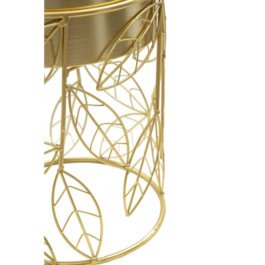 Set di 2 Vasi per Piante VKH393, Oro, Metallo, 23x23x43 cm