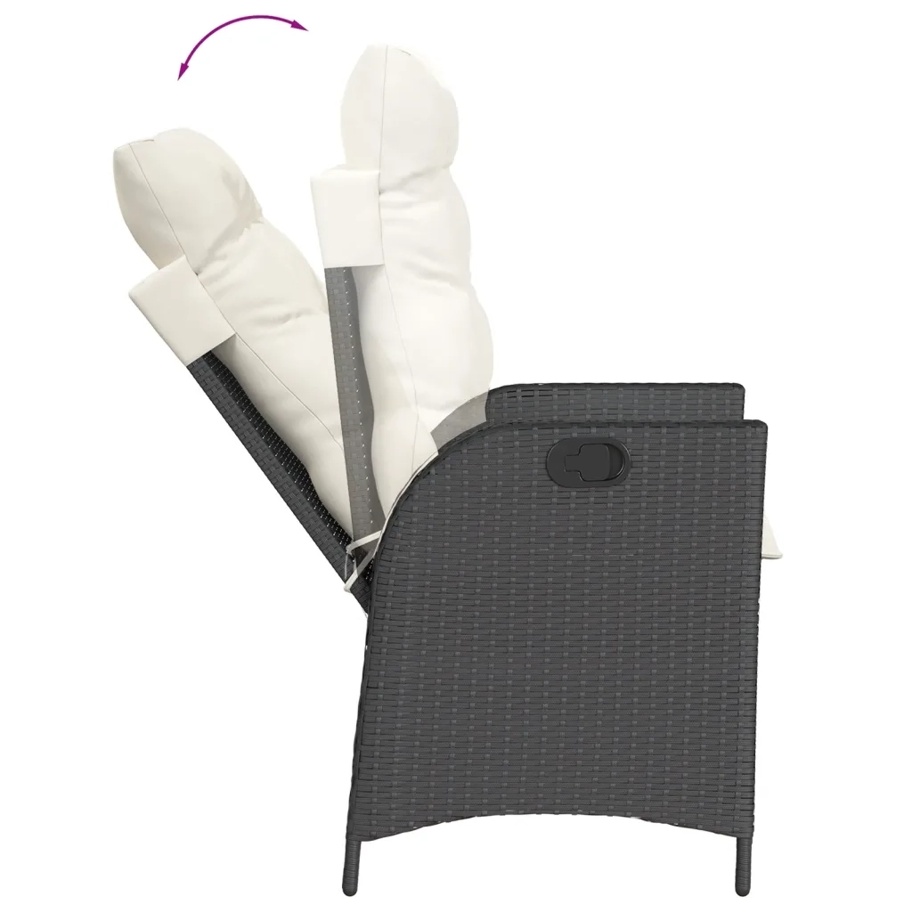 Set da Pranzo da Giardino 5 pz Nero con Cuscini in Polyrattan 3213059