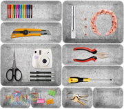 Organizzatore di cassetta, scatole di stoccaggio pieghevole in velluto – sistema di stoccaggio versatile per scrivania, cassetti, armadio e comodino – grigio chiaro, set da 10