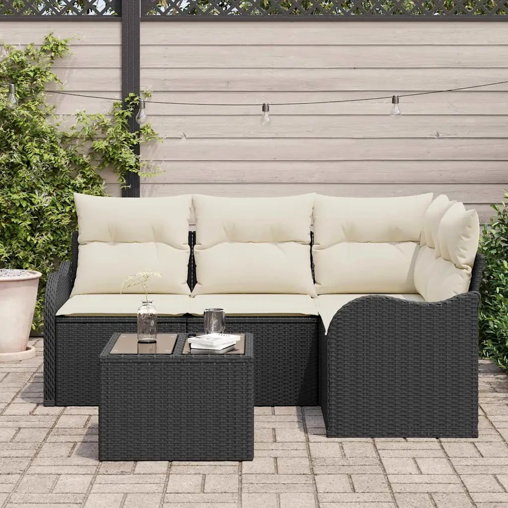Set Divano da Giardino 5 pcs Marrone polyrattan