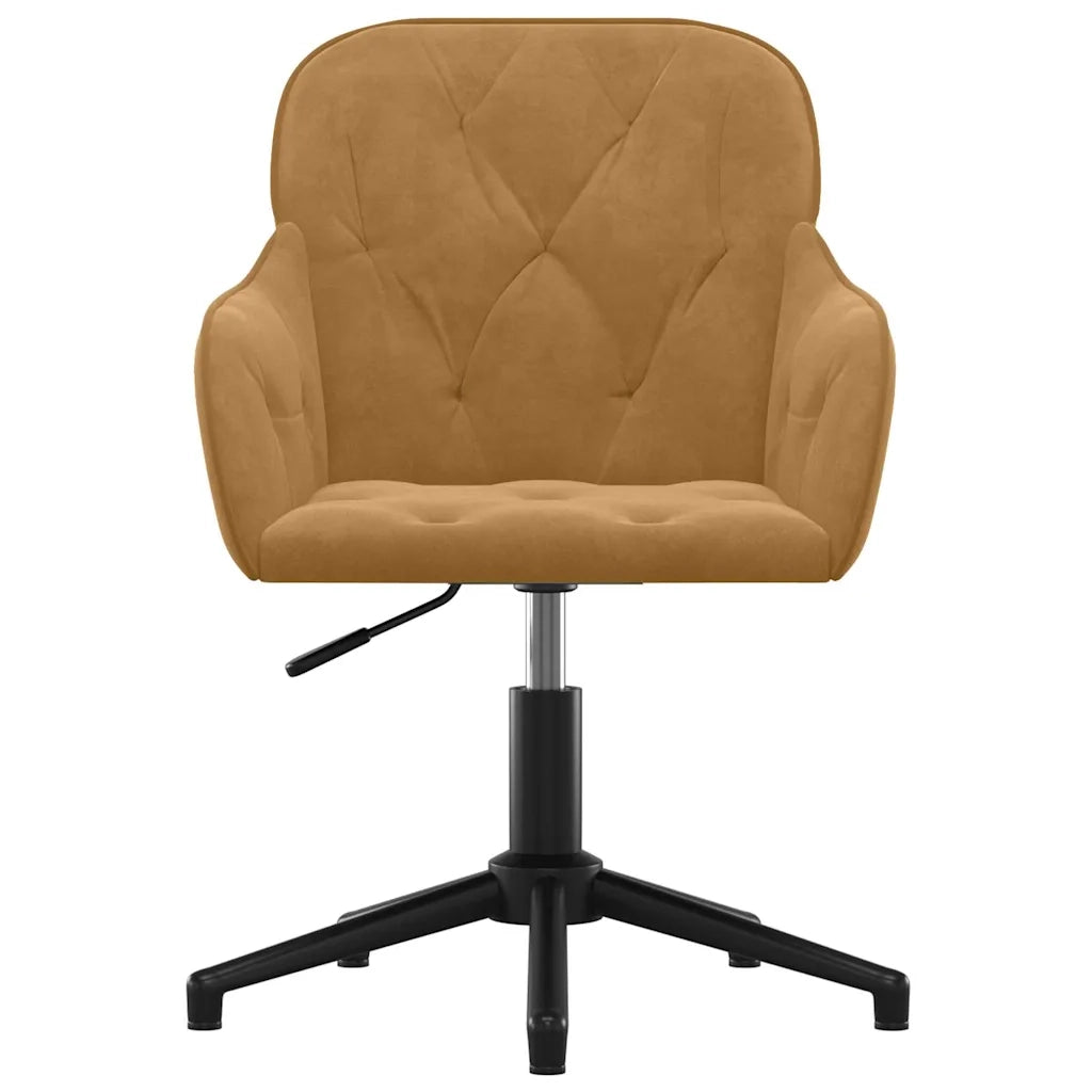 Sedia da Ufficio Girevole Marrone in Velluto 344864