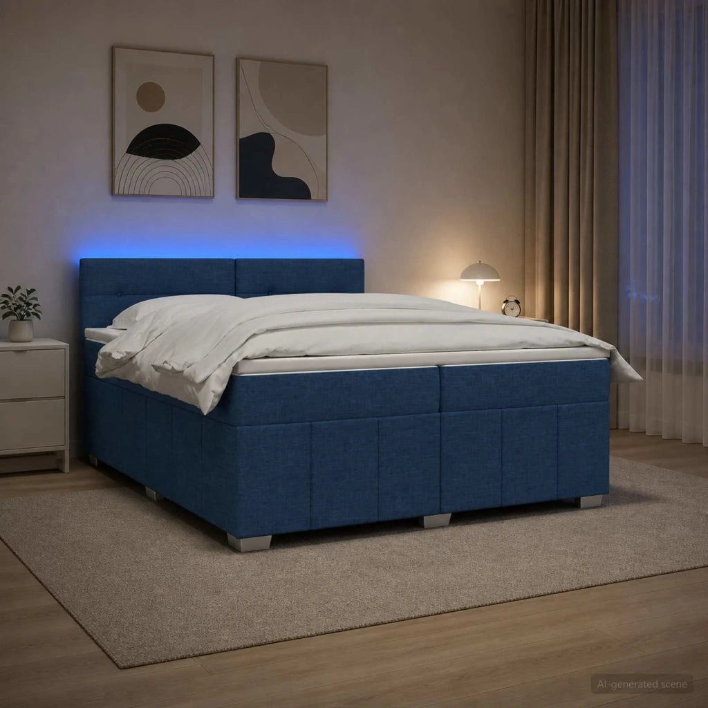Letto box spring con materasso Blu 200 x 200 cm Tessuto 3452760