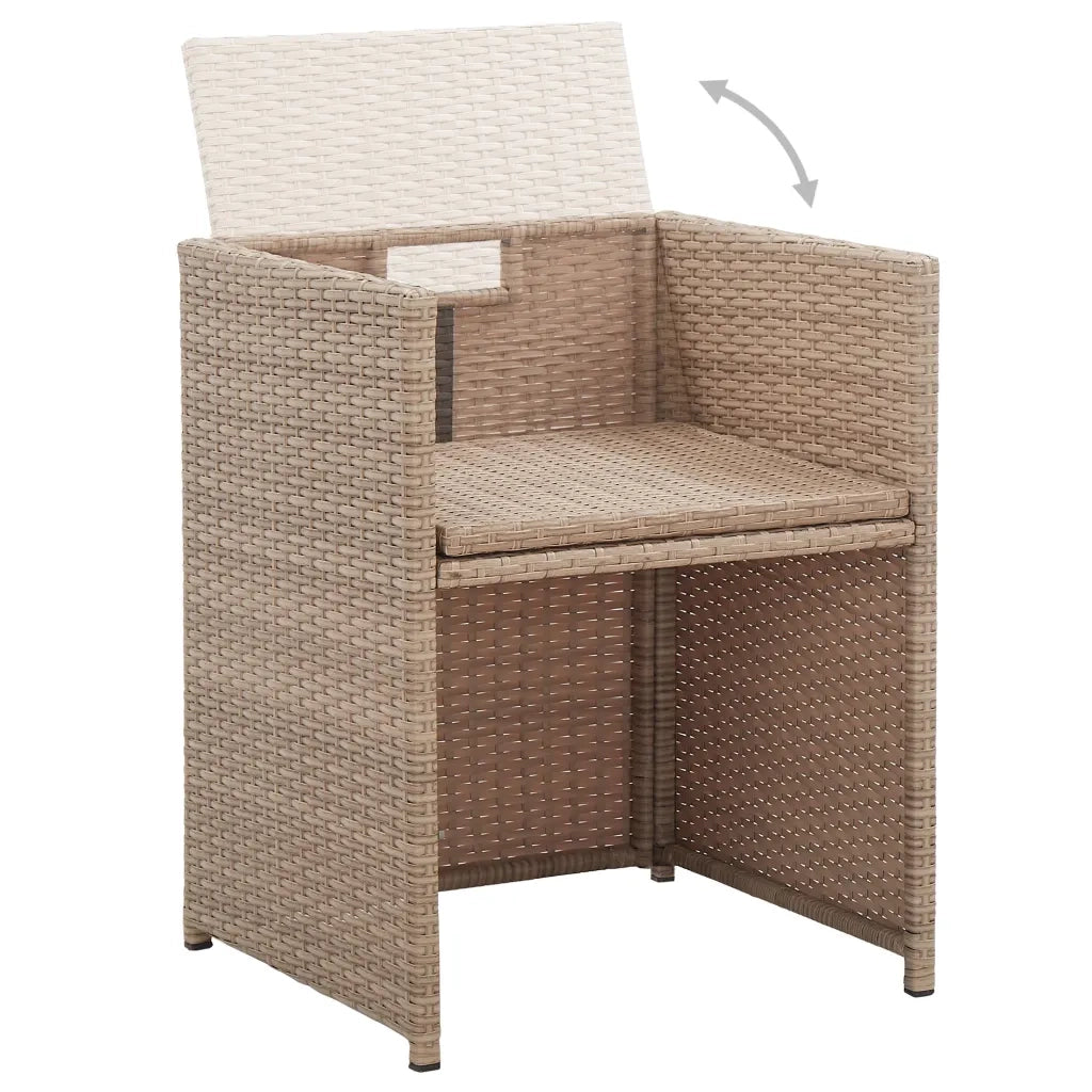 Set da Pranzo da Giardino 15 pz con Cuscini in Polyrattan Beige 46422