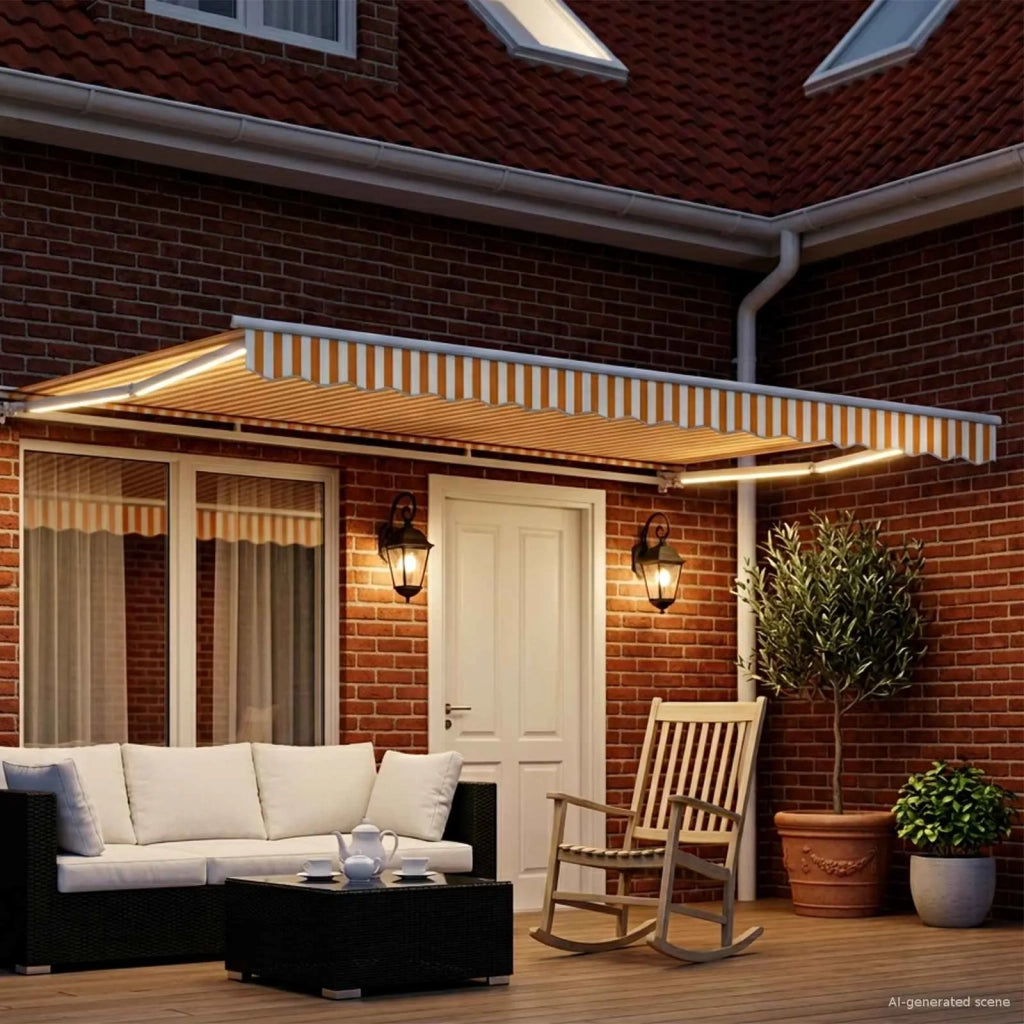 Cornice per Tenda Manuale con LED Giallo e Bianco 4,5 × 3 m 3420650