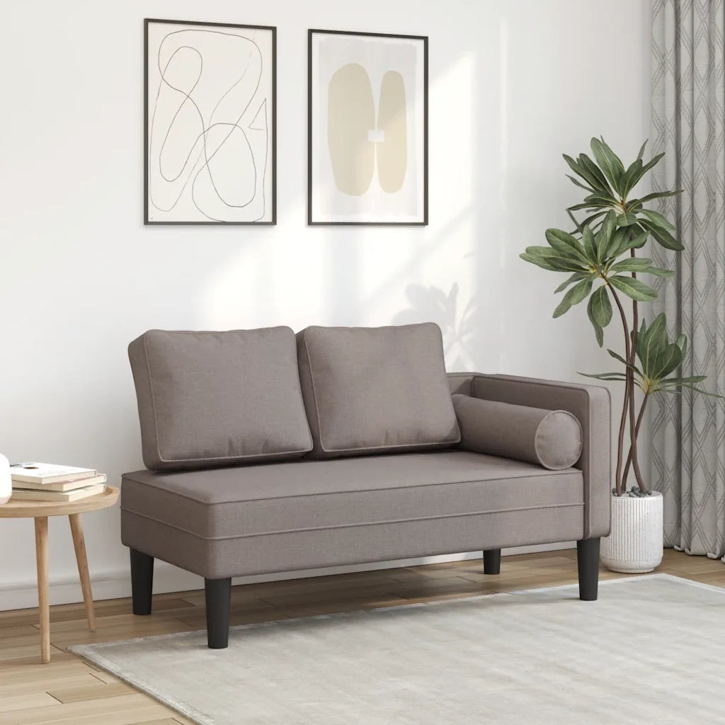 Chaise Longue con Cuscini Tortora in Tessuto 4007583