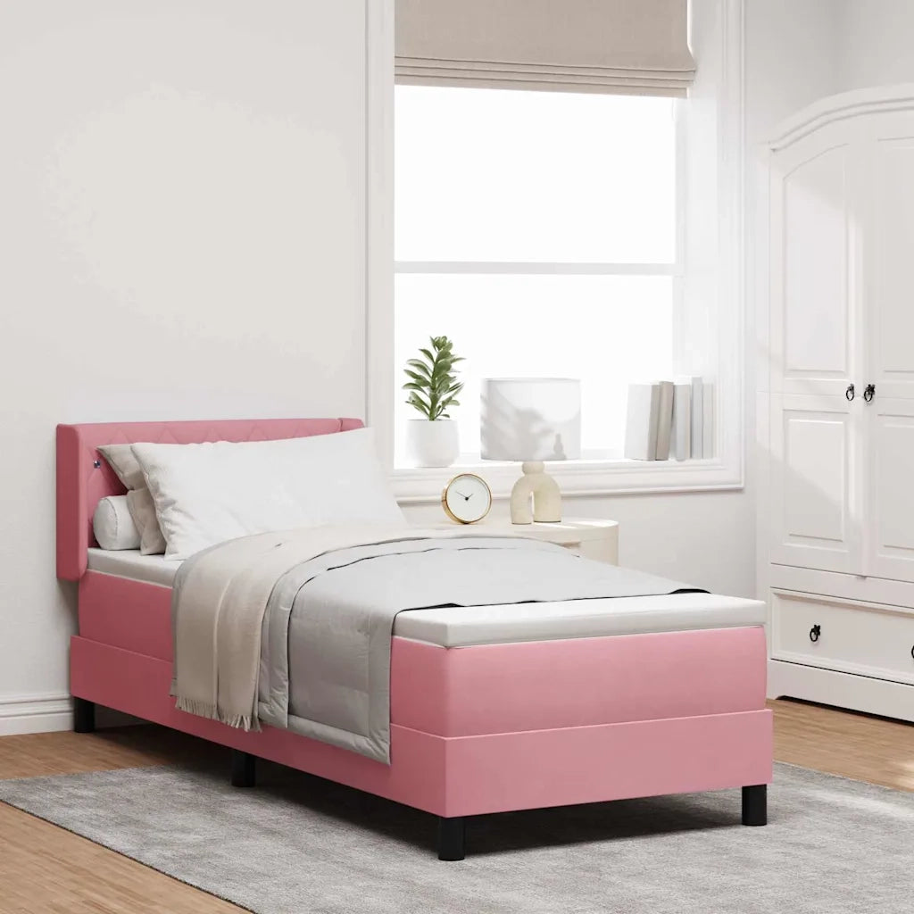 Letto a molle con testiera Rosa 200 x 80 cm Velluto 3341389