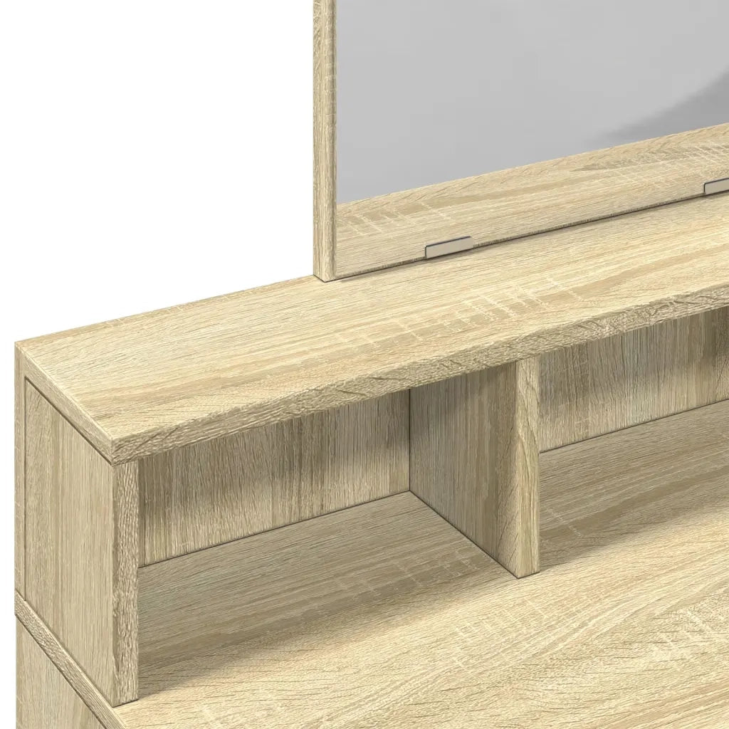 Toeletta | Tavolo da Trucco con Specchio Rovere Sonoma 80x41x144,5 cm