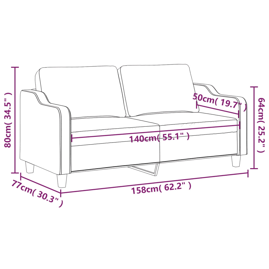 Divano a 2 Posti-Sofa 2 Posti Grigio Chiaro 140 cm in Tessuto 161140