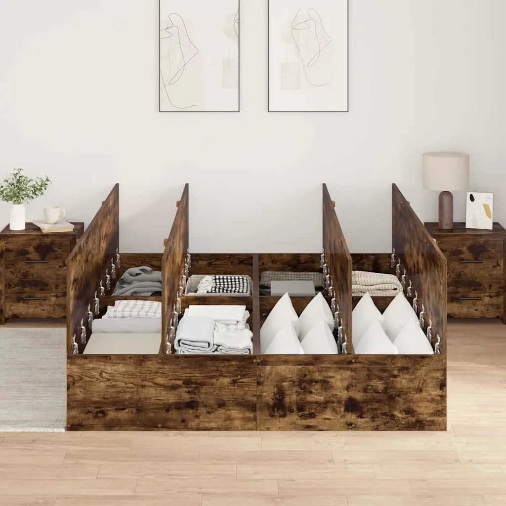 Struttura letto con contenitore Rovere fumé 140 x 190 cm 3335433