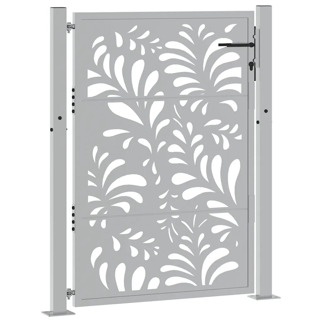 Cancello da giardino 100x125 cm in acciaio corten design ondulato 4100975