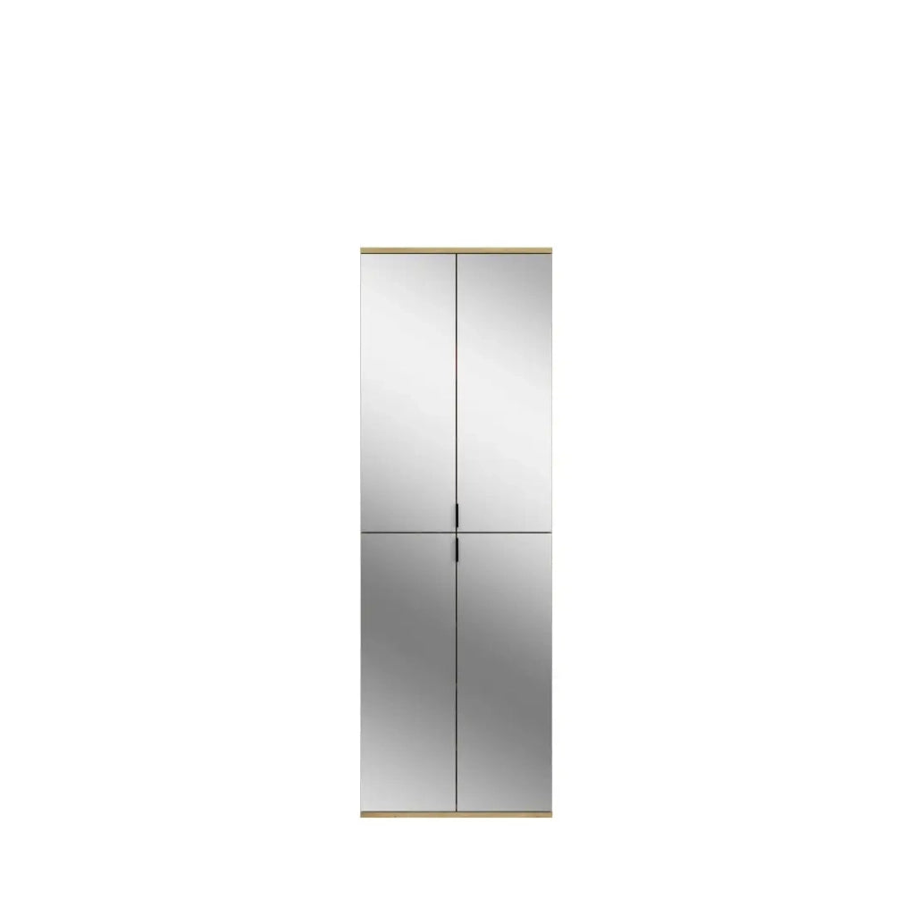 Armadio con 8 ante, 4 specchi, 4 cassetti e un guardaroba – Bianco e rovere – BODITE