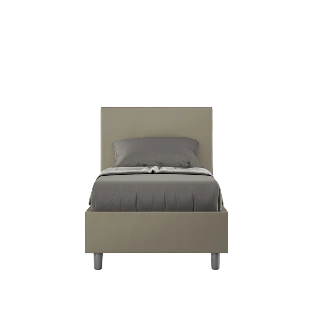 BS COM Letto singolo contenitore imbottito 80x210 similpelle cappuccino