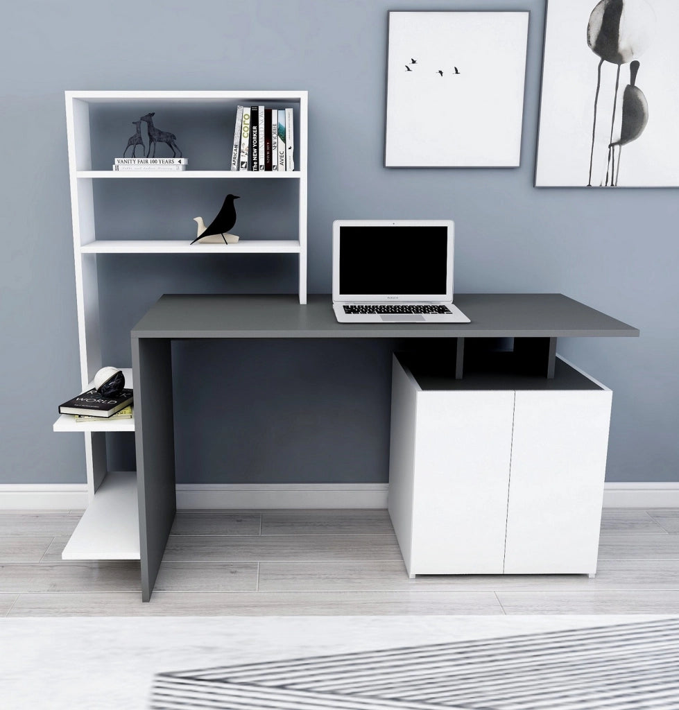 Recco, Scrivania 8 Ripiani, 146x60x74h cm Nero Antracite