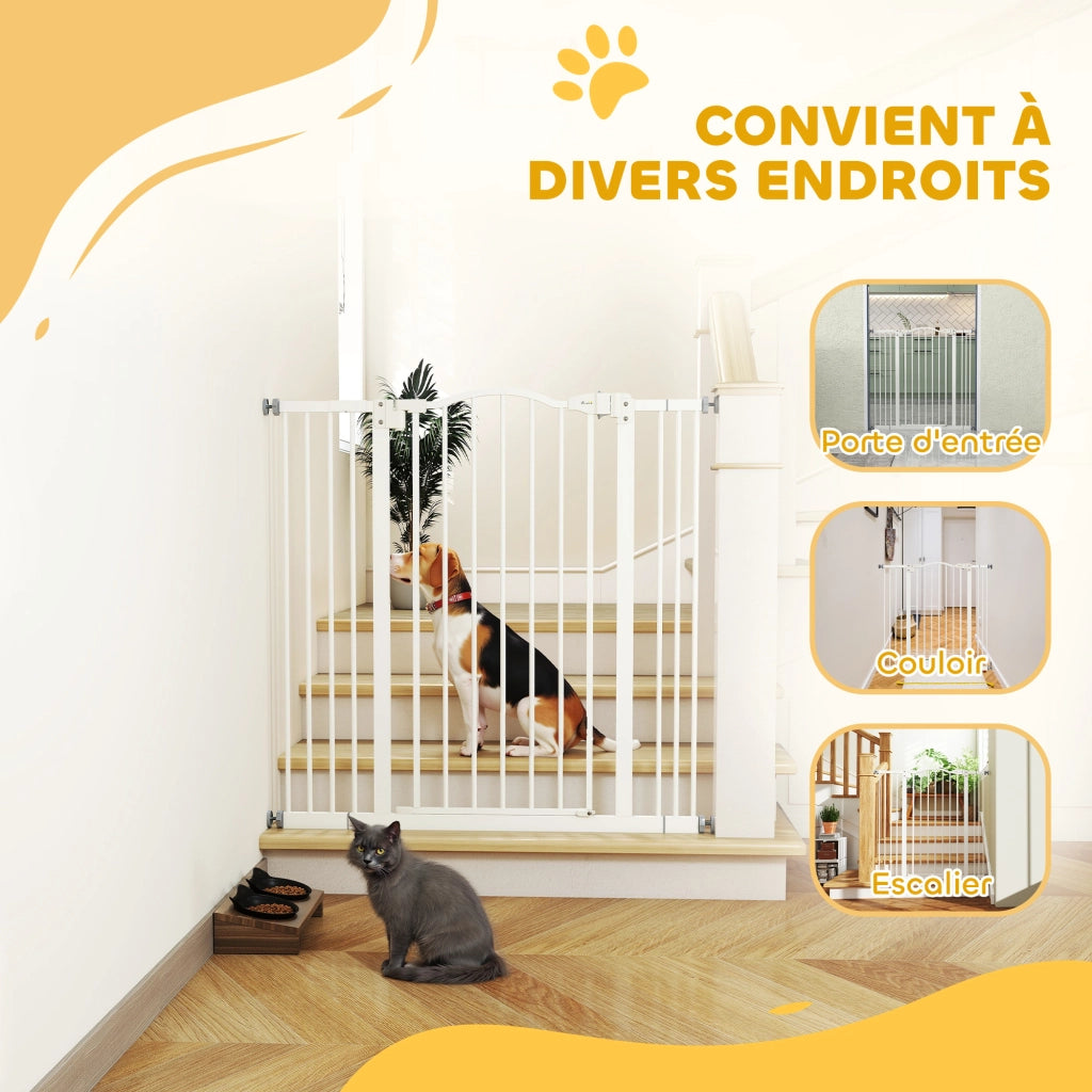 Cancello per cani estensibile 74-100 cm ¨C zephmum ¨C bianco