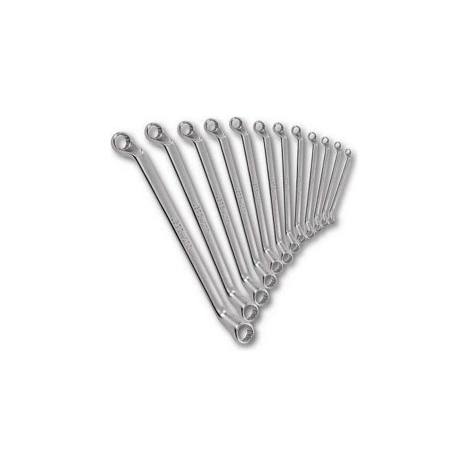 USAG U02831403 Serie 283 Chiavi Poligonali Doppie Curvate 12 Pezzi in Acciaio al Cromo Vanadio Finitura Cromo Satinato 6x7 fino a 30x32 mm colore Nero