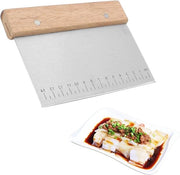 Spazzola per pasta rettangolare 15 cm in acciaio inossidabile con maniglia di legno e scala di misura - Spatola per pasta rettangolare per torte, pizza, pane - Spazzola per cucina con maniglia antiscivolo