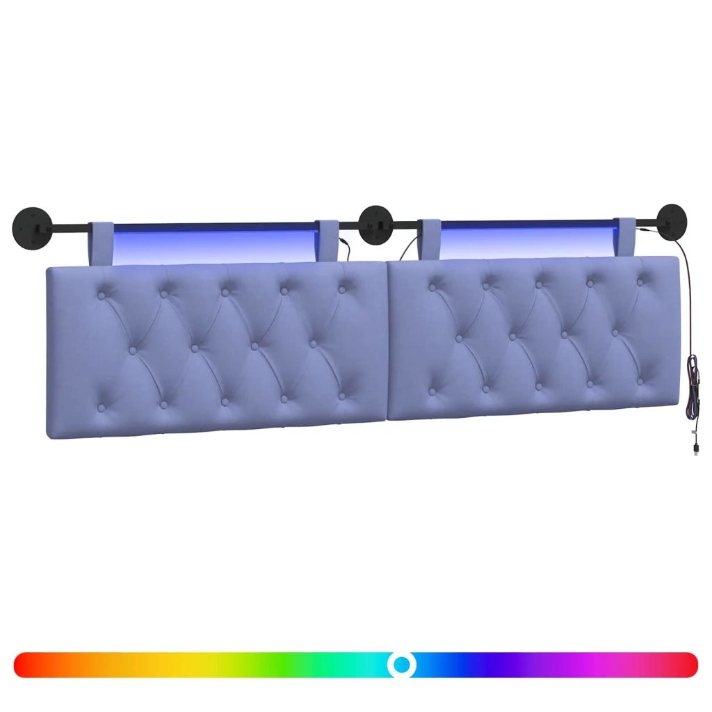 Testiera sospesa Con luce LED Blu jeans Tessuto 3424664