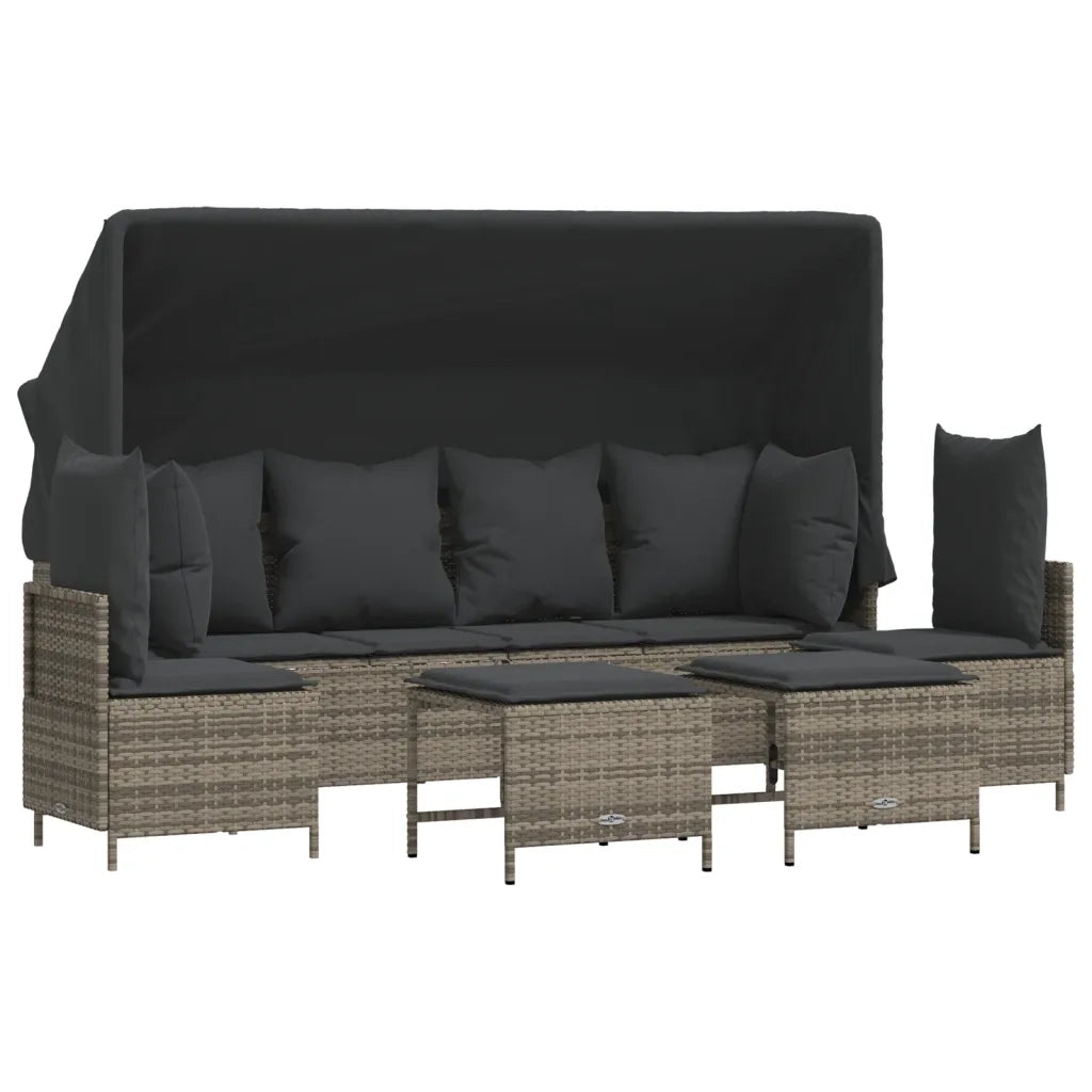 Set Divano da Giardino 5 pz con Cuscini Grigio in Polyrattan 3261553