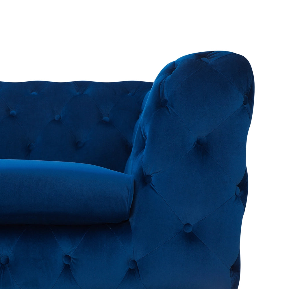 Divano a 3 posti in velluto grigio stile Chesterfield con schienale basso