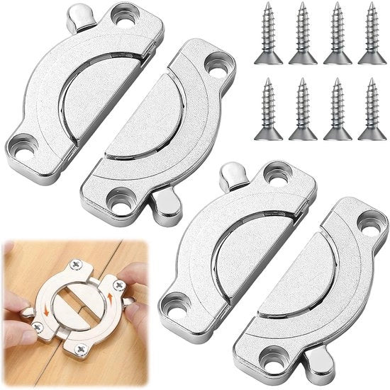 Connettore per tavolo - 2 pezzi - Adatto per tavolo da pranzo o da ufficio - Dimensioni 77 x 79 x 8 mm - Robusto e duraturo - Connettore per tavolo