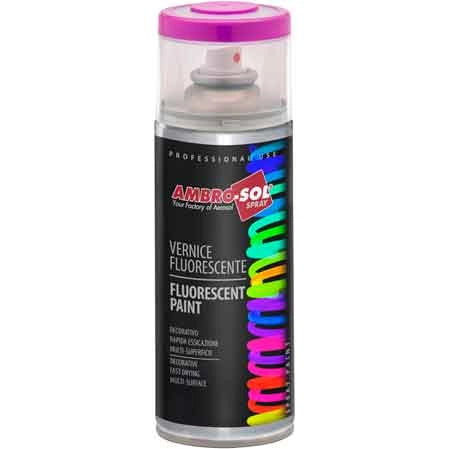 BOMBOLETTA SPRAY FLUORESCENTE AMBROSOL 400 ml - Rosa - 6 pezzi- AMBROSOL