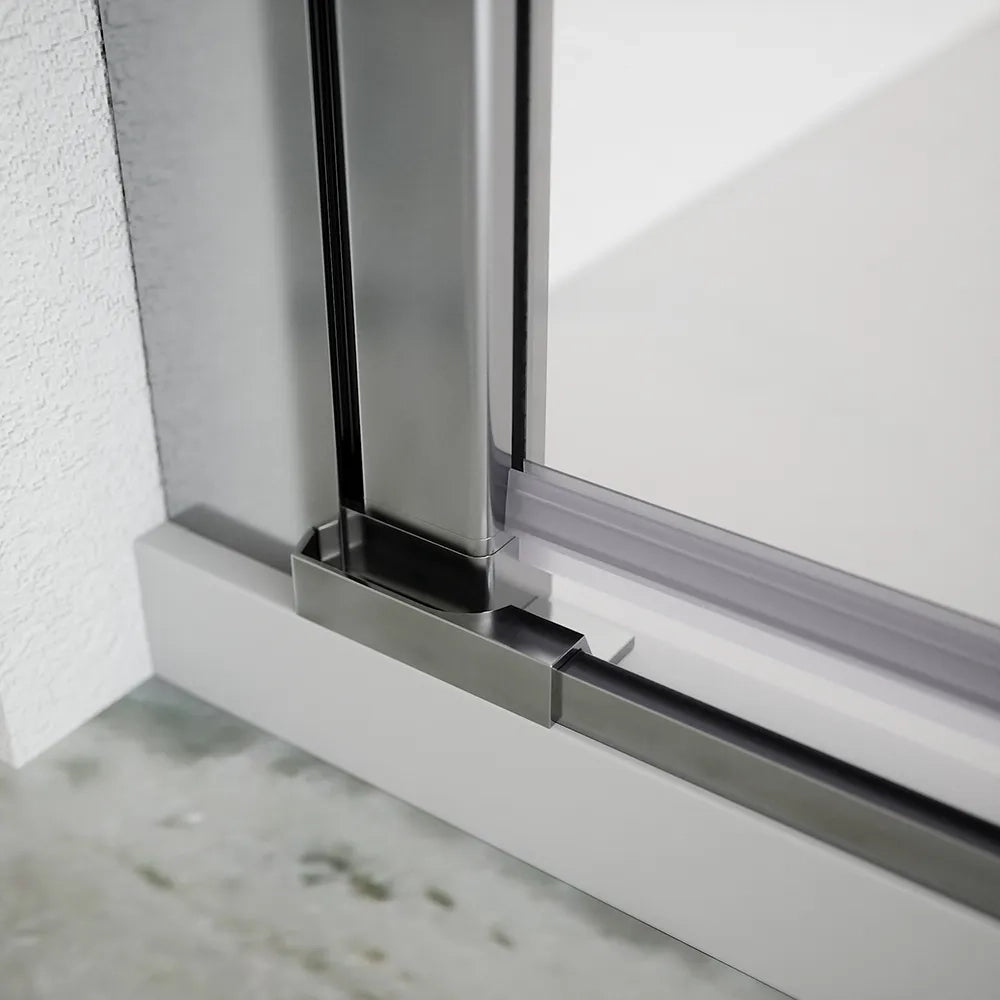 Box doccia 80x70cm con apertura saloon e parete fissa, profili cromati e vetro da 6mm trasparente h195 | Elba