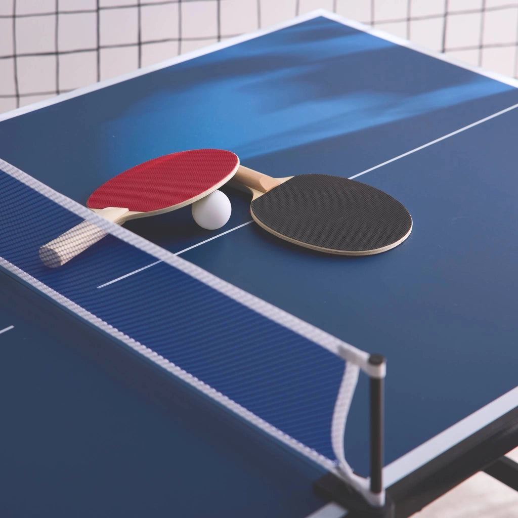 Mini tavolo da ping pong pieghevole per interni con 2 racchette e 3