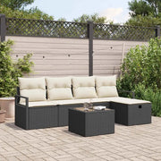 Set di divani con cuscino 6 pcs Nero e Crema polyrattan