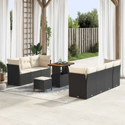 Set Divano da Giardino con cuscino 10 pcs Nero e crema 3363400
