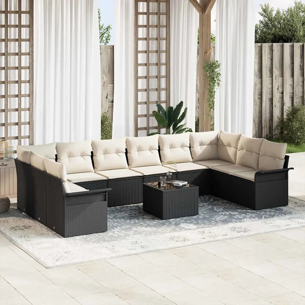 Set Divano da Giardino 11 pcs Marrone polyrattan