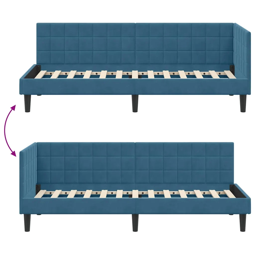 Cornice del letto ad angolo Blu 80 cm x 200 cm Velluto 42016407