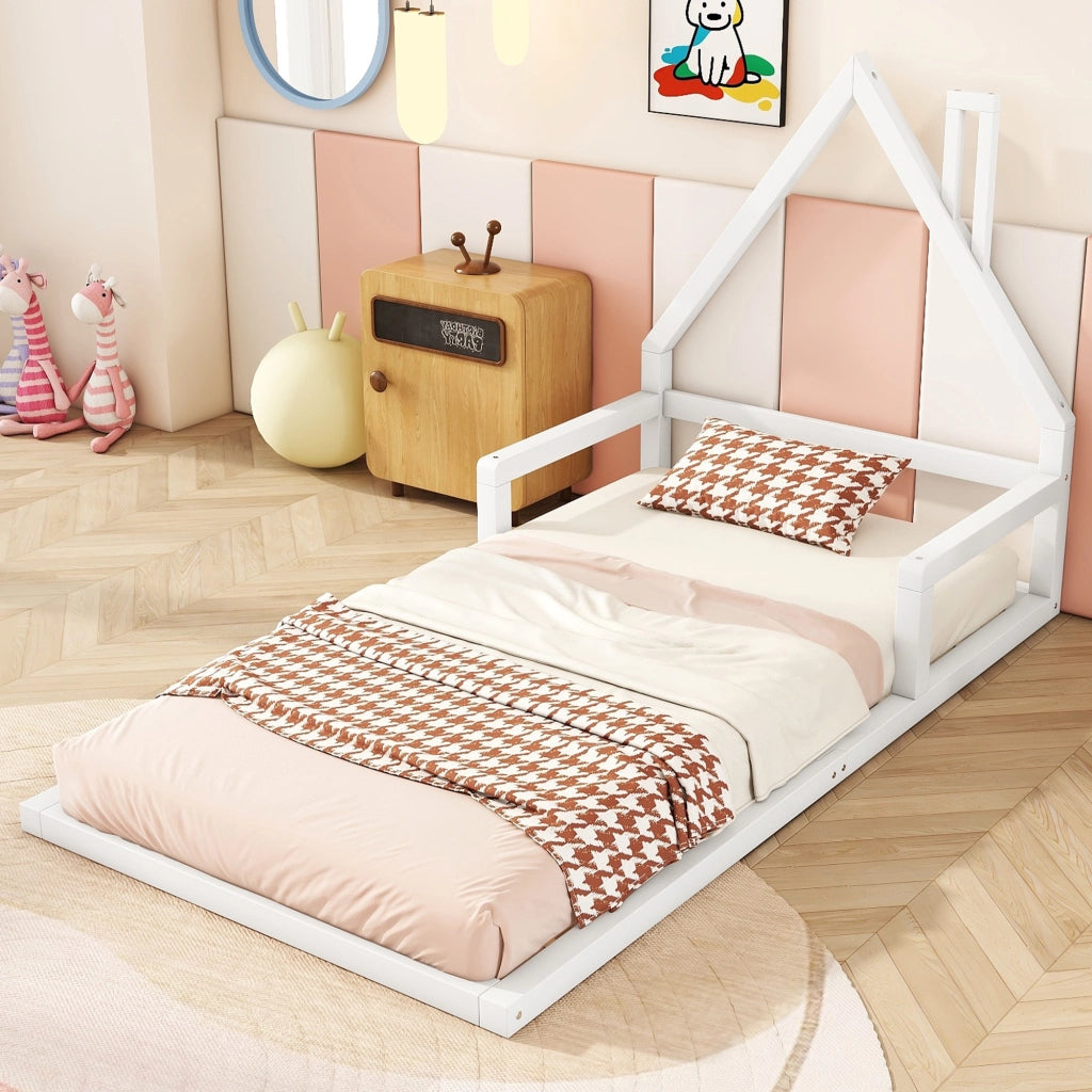 Letto Singolo per Bambini in Pino Massello Bianco ¨C MINIMAL ¨C 90x200