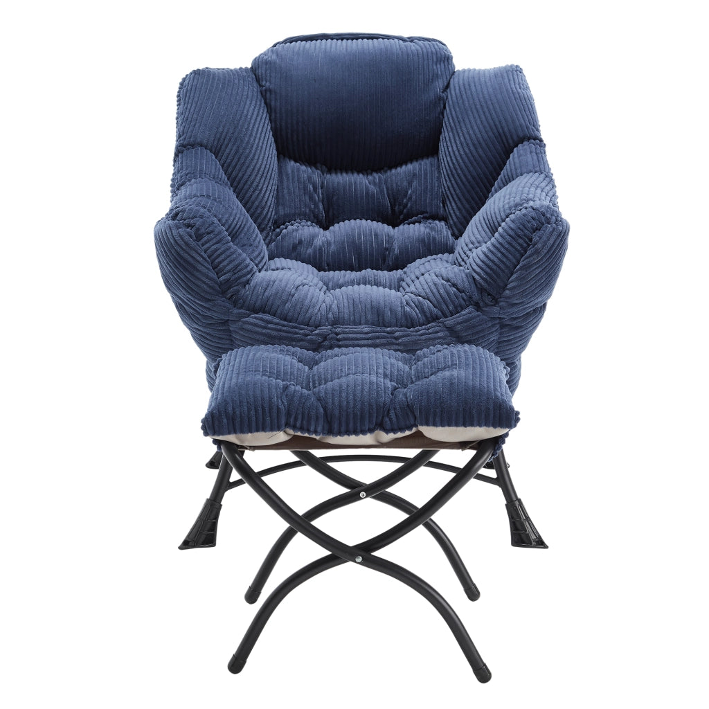 Poltrona Relax con Poggiapiedi e Braccioli ¨C MINIMAL ¨C Tessuto Blu Navy