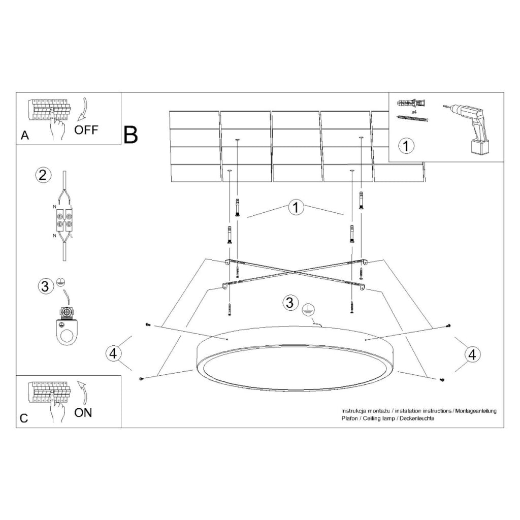 Lampada da soffitto a LED Onyx Deep Space 65W 5177lm 3000K Alluminio bianco