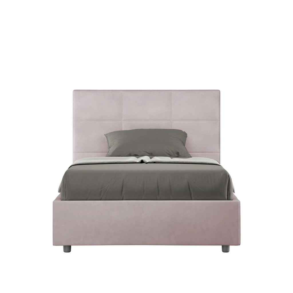 BS COM Letto una piazza e mezza con rete imbottito 120x190 microfibra glicine