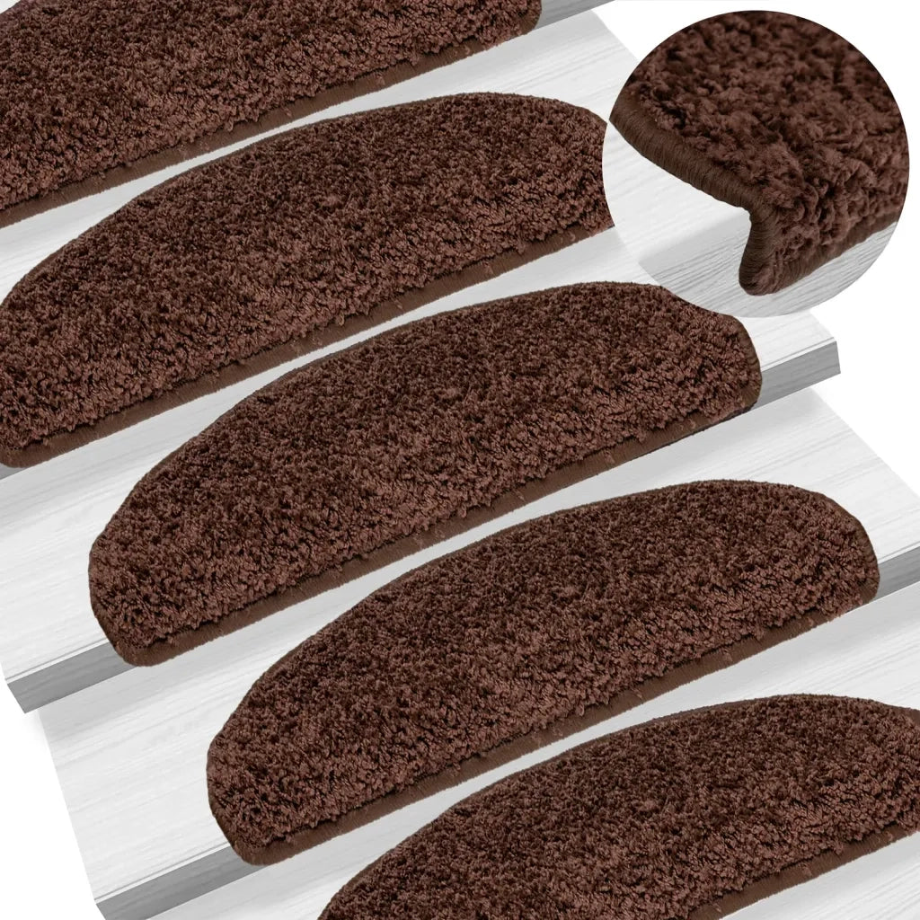 Tappetini per scale 10 pz 65x21x4 cm Marrone Semicircolari Grandi 149805
