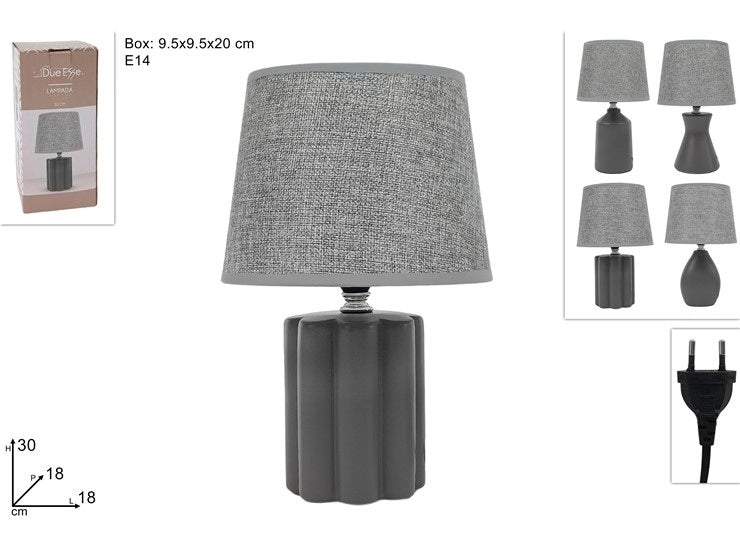 Lampada da Tavolo con Base in Ceramica Grigio 30 cm 4 Modelli